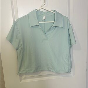 Zella Mint Cropped Polo Top